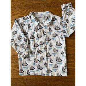 Rachel Riley Boys' Pirate Ship Button Down Shirt Size 2